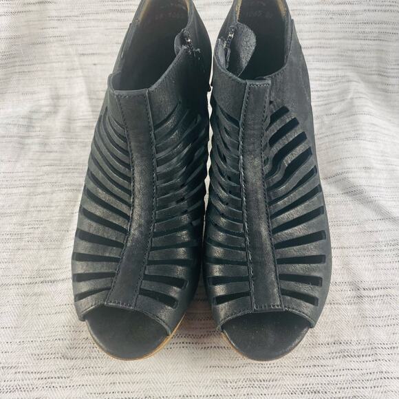 Paul Green Black Tasha Open Toe Laser Cut Platform Heeled Booties Size 5.5 - Picture 2 of 11